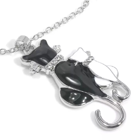 Swarovski French Kitties Necklace Silver Plate New - Picture 2 of 5